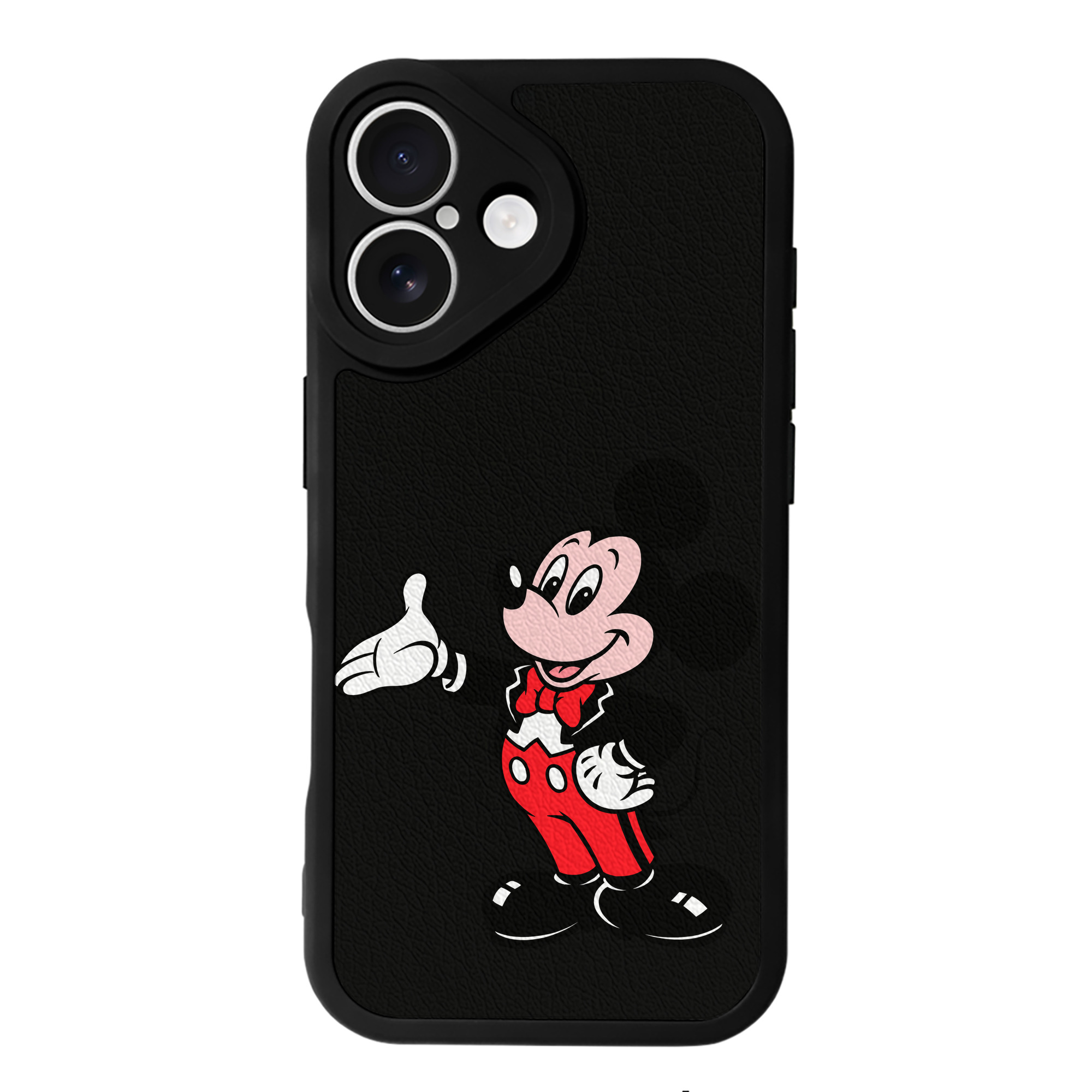 （画像用） ミッキーマウス Mickey Mouse 【iPhone 16シリーズ対応】シリコンスマホケース（レザー調） 材質：シリコン